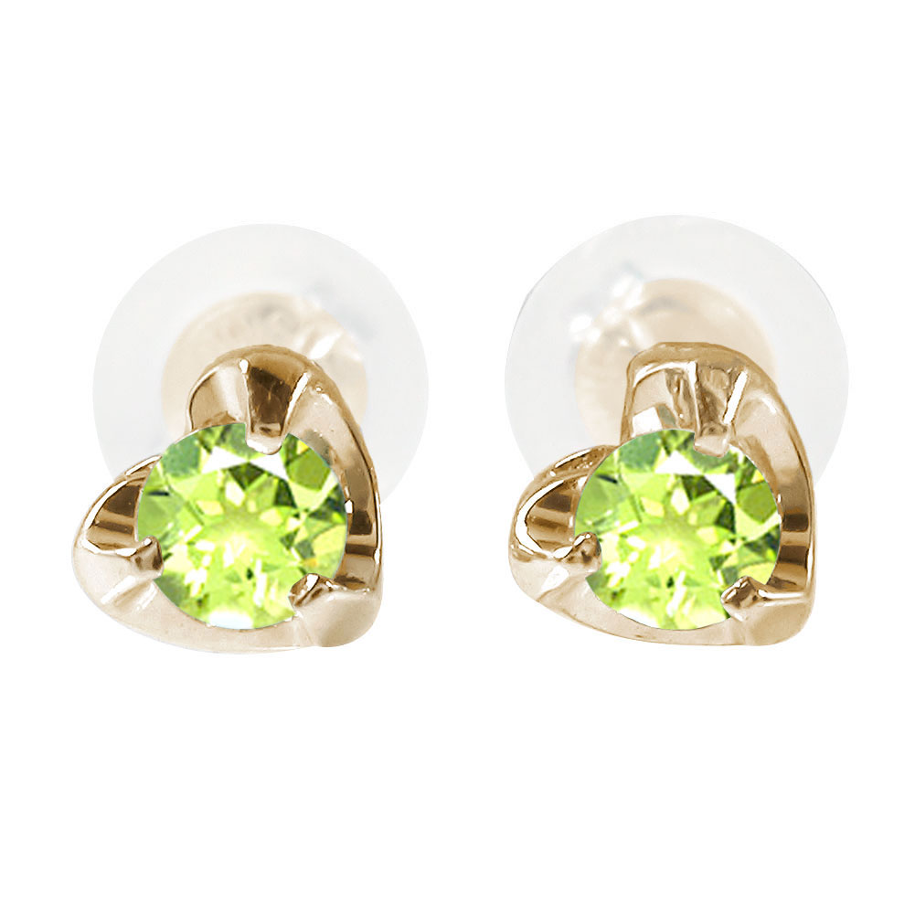 K10ピアスハートモチーフペリドッ...