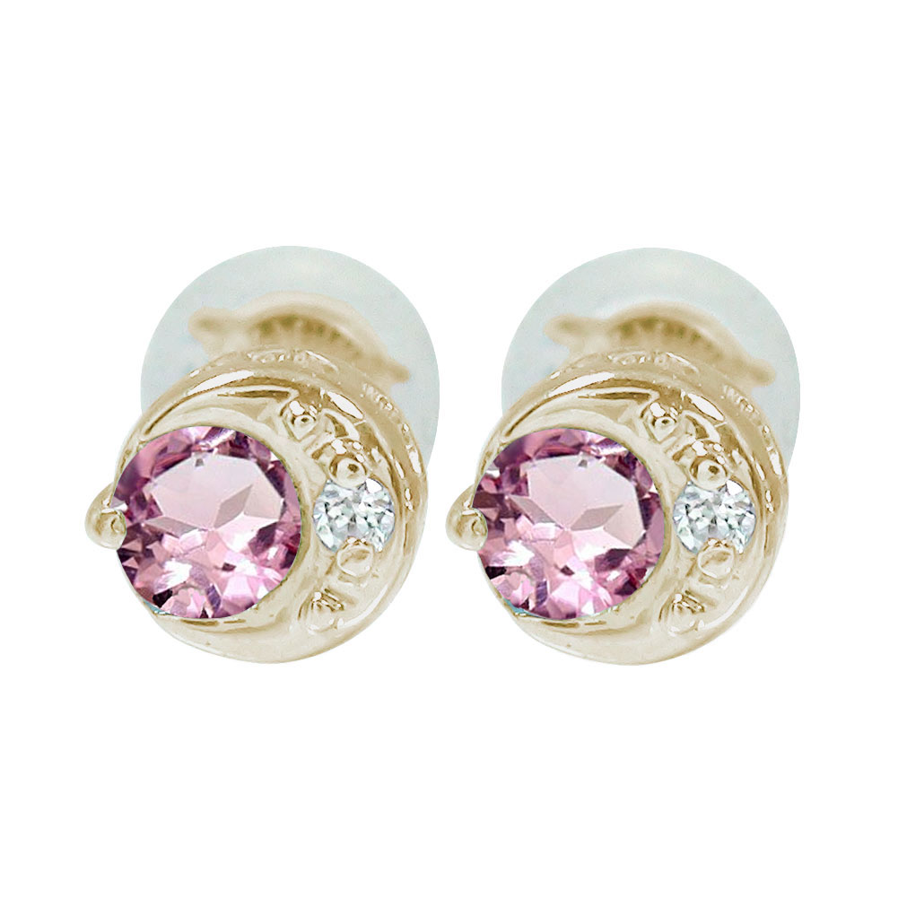 【10%OFFクーポン】ピアス 10金 レディース ピンクトルマリン 月 太陽 地球 k10 10k 10月 誕生石 クリスマス プレゼント Xmas 花以外 ...