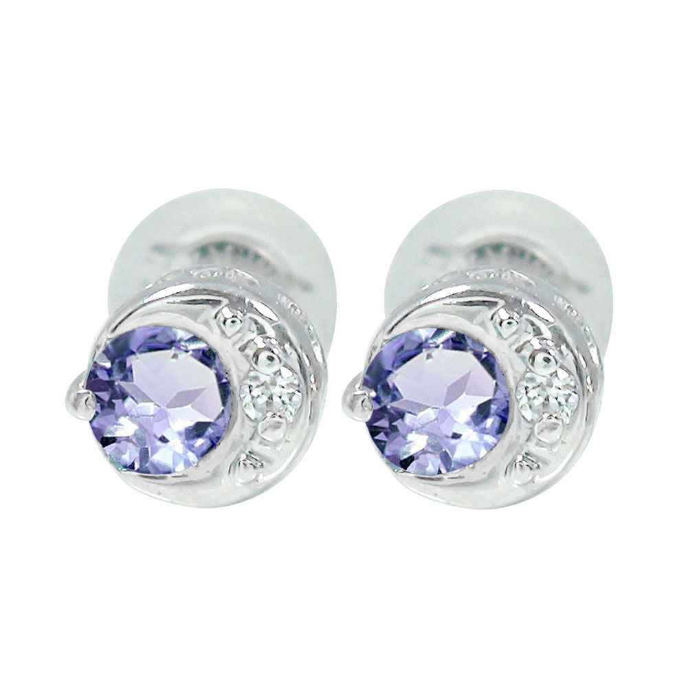 【20%OFFクーポン】タンザナイト ピアス プラチナ ダイヤモンド レディース 月モチーフ 太陽 地球 Pt900 小ぶり 控えめ かわいい シンプル 使いや...