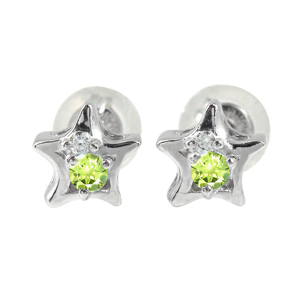 ピアスプラチナペリドット一番星8月...