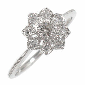 リング ダイヤモンド 花 プラチナ フラワーモチーフ ピンキー 指輪 4月 誕生石 送料無料 プレゼント 花以外 彼女 妻 贈り物 2025