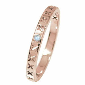 【20%OFFクーポン】リング ピンキーリング 18金 ブルームーンストーン キス kiss ×××6月 誕生石 一粒石 エタニティ 指輪送料無料 クリスマス ...