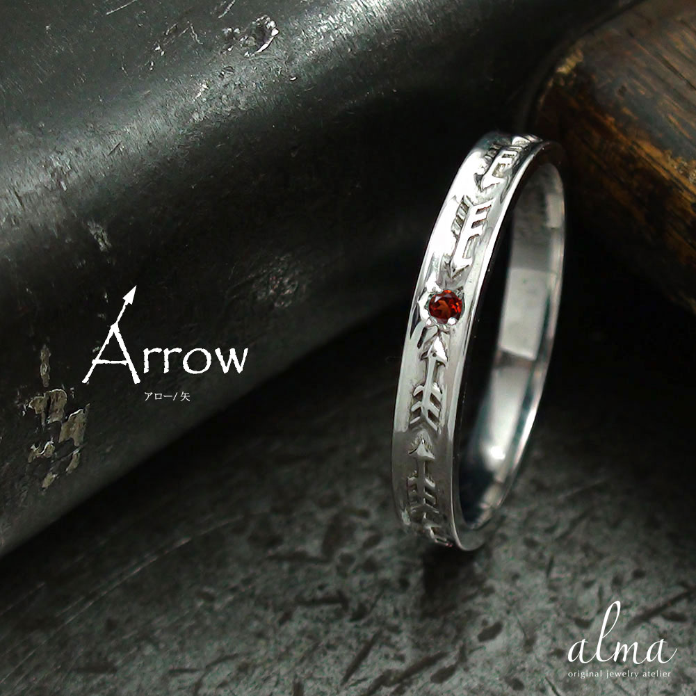 【20%OFFクーポン】リング ガーネット プラチナ 1月 誕生石 インディアンジュエリー ネイティブアメリカン ピンキー 矢 アロー 大人 エタニティ 指輪送...