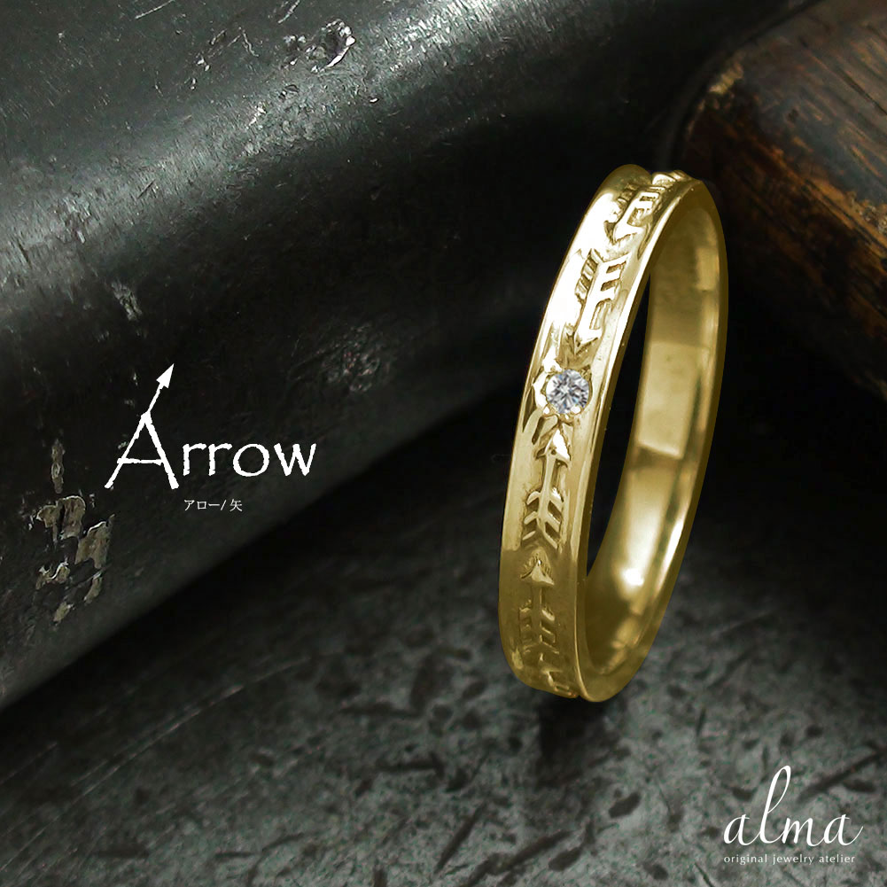 【20%OFFクーポン】リング インディアンジュエリー ネイティブアメリカン 10金 4月 誕生石 ピンキーリング ダイヤモンド 矢 アロー 大人 エタニティ ...