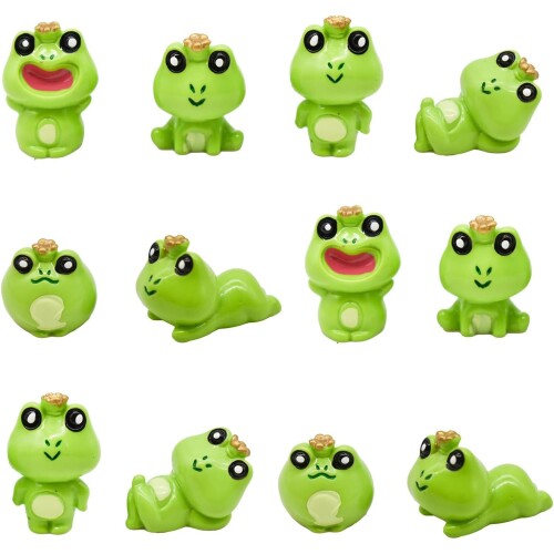 12個 ミニチュア動物 車 飾り 蛙 カエル ガーデン カエル ミニチュア動物 かわいい クラウン 樹脂 置物 風景 庭の装飾 面白い 装飾彫刻像 フィギュア ...
