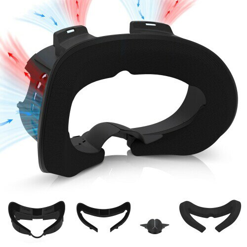 マスクパッドフェイシャルインターフェース、Meta/Oculus Quest 3アクセサリー対応、空気循環設計、柔らかく アイスシルクコットンと遮光ノーズパッド(ファンは付属していません)