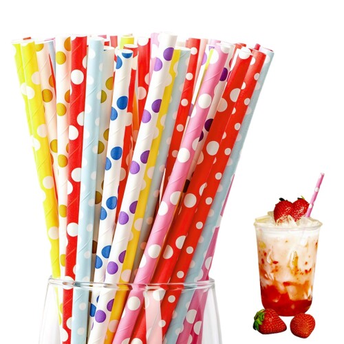 Doyime 紙 ペーパーストロー 使い捨て 生分解性およびリサイクル カラフル 色とりどりの丸 紙製 ストロー パーティーや集まり 家庭用 業務用 誕生日 結婚式 カクテル スムージー ジュー
