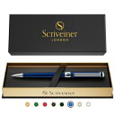 Scriveiner ボールペン 最高級 クローム仕上げ シュミット 黒リフィル 最高のボールペンギフトセット 男女 ビジネスマン 役員 オフィスに最適 (ブル...