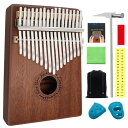 FINETHER カリンバ 親指のピアノ アフリカ楽器 Kalimba 17鍵のカリンバ 手作り木製 桃花木 木の色 癒し音楽 初心者入門用 音楽手引き 音階目盛り 付属品 調律器 収納袋 清潔な布