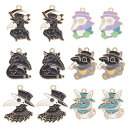 SUNNYCLUE 24個6種 ゴシック風 チャーム エナメル チャーム カラス ペンダント ハロウィン チャーム 黒い鳥 パーツ 鳥 花 ピアス ゴシック と...
