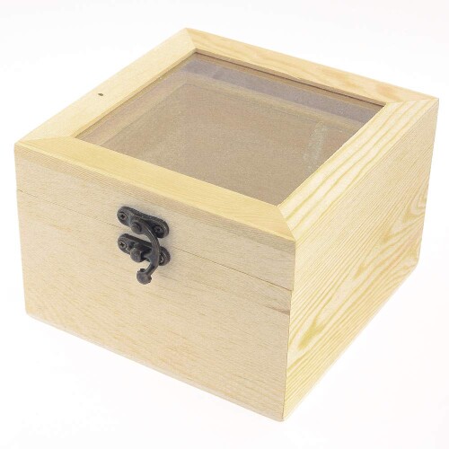 森の紙 天然木 シンプル 木箱 ウッドボックス 15cm 四角 アンティーク風金具付き(3)