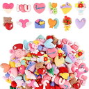 100点のバレンタイン粘液アクセサリーKalolary Valentine Resin Flatback Charmsハート型バラ樹脂アクセサリーKawaii Love工芸品スクラップブック携帯ケースDIY制作