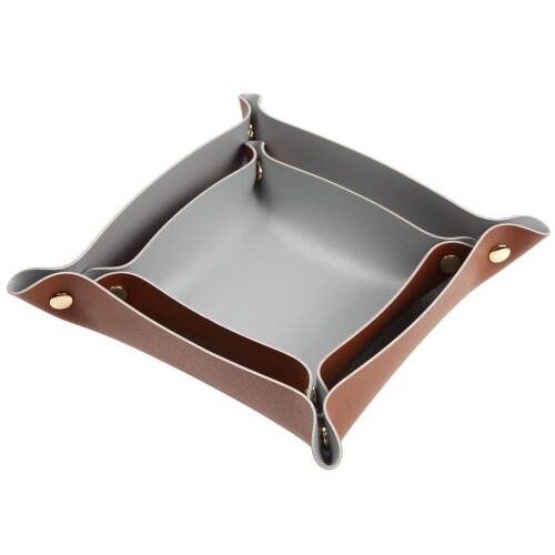 VOLAN 折りたたみ レザー トレイ 玄関 リビング デスク 小物入れ アクセサリー 収納 卓上 トレー (ブラウン ( Sサイズ + Lサイズ ))