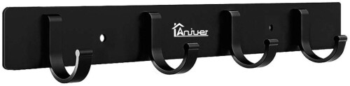 Anjuer ウォールハンガー 壁取り付け式コートラック 4連フック 壁掛けフック 収納家具 物干しハンガー ..