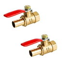 Aopinボールバルブ真鍮G 1/4" めねじ x 10mm / 2/5" ホースバーブ バルブ水、油、ガスの液体を遮断、ビニールハンドル付き、に適しPEX、銅、HDPE2 個