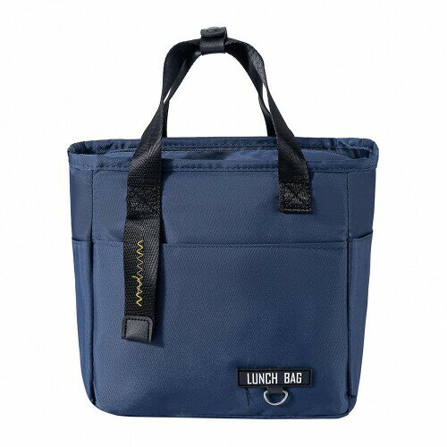 ランチバッグ 弁当袋 縦長 大容量 大きめ お弁当 飲み物 保冷 クーラー ランチワイヤーバッグ 保冷保温 防水 子供 男女兼用 (ネイビー, S サイズ)