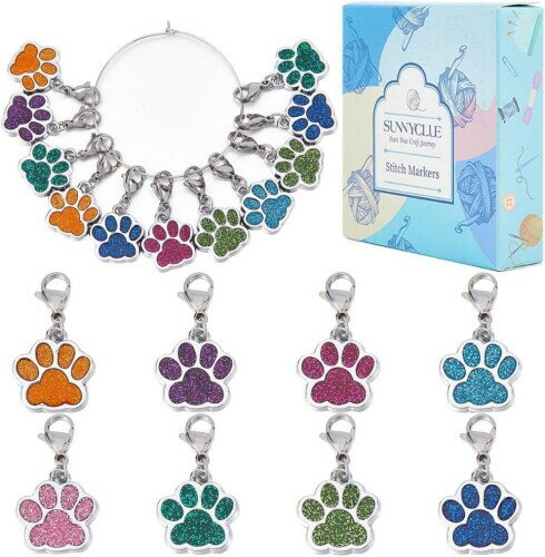 SUNNYCLUE 16個8色 猫 チャーム ネコ カニカン ステッチ マーカー チャーム ねこ ステッチマーカー カニカン ピアス パーツ イヤリング 猫型 ネックレス 動物 編み