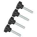 CoCud スタークランプノブ M10 x 60mm オネジ 48mm ヘッド プラスチック製つまみネジグリップ ハンドノブ ネジ付きボルト ブラック 旋盤機械用 4個