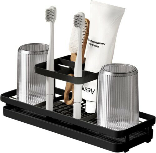 歯ブラシスタンド 置き型 防錆 歯ブラシホルダー 大容量 歯ブラシ立て 洗面台 壁掛け可能 歯ブラシ置き 水切り コップスタンド 歯磨き粉 コップ 収納 電動歯ブラシ シェーバー シェーバ