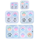 SALUDABLE シリコンモールド 猫 肉球 レジン 型 石膏 ぷにぷに マット 鏡面 5種セット
