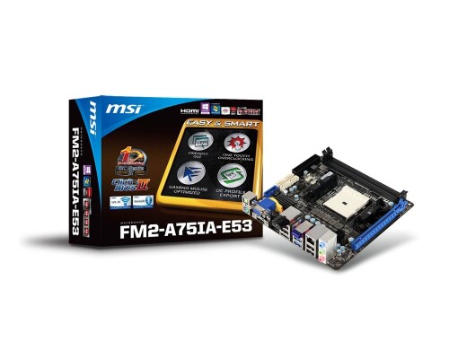 MSI 7792-010R Carte-m?re FM2 mini-ITX, AMD A75, DDR3, 4x SATA III, DVI, VGA, HDMI, Wi-Fi, 4 x USB 3.0