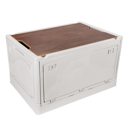 VicBre 収納ボックス 木製の蓋つき 全方向から取り出せる 折り畳み アウトドア キャンプ 家庭用 ピクニ..