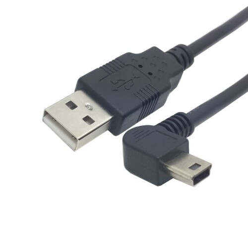 KKM-ラブショーUSB 2.0 ミニケーブル USB(A)オス-USB(miniB)オス L型 上下左右90°方向変換ケーブル 金メッキ付き 高速480Mbpsのデータ転送同期リード (1.8m左L 1枚)