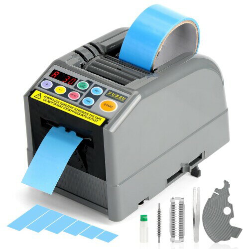 YUZSU 電動テープカッター 電動 オート テープカッター 自動カルーセル、テープ幅6-60mm、長さ5-999mm 透明テープ/両面テープ、手動&自動粘着カ...