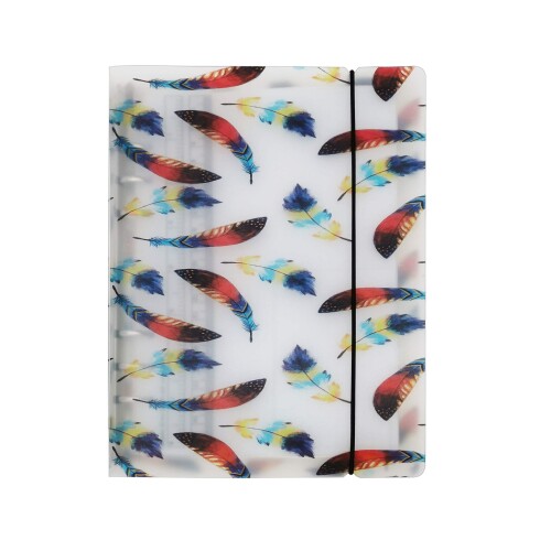 A5 A6 6穴 透明PPなシステム手帳 バインダー システム手帳 プランナー ルーズリーフ ファイロファックスノートブック オフィス学用品手帳 ボダン付き (Feather, A5 Combo)