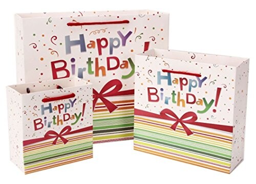 naissant Happy Birthday が かわいい 紙袋 お祝いに プレゼント ギフトに 3枚セット おめでとう の気持ち (S)