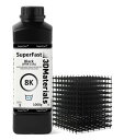 SuperFast 8K 3Dプリンタ用レジンで水洗浄が可能で、50umを05秒で印刷可能な超高速出力用レジン (1000g、Black 黒)