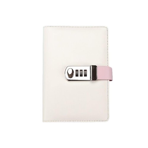 ENN LLC 鍵付き ダイヤルロック ノート 手帳 レザーカバー リングバインダー (ピンク, A6)