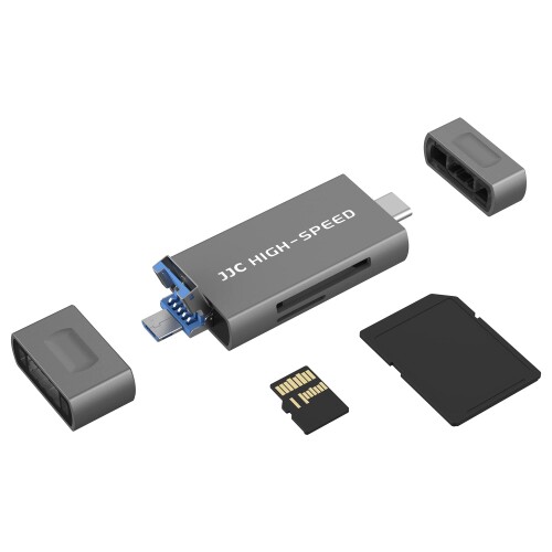 JJC 高速転送 SDカードリーダー 3in1 OTG機能 メモリ カードリーダー 同時読み書き ( UHS-II SDXC / SDHC / SD / MicroSD / MicroSDHC / MicroSDXC カード用 ) カメラ 写真/ビデオ転送 USBマルチカードリーダー