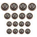 ブレザー ボタン 16個セット 直径15mm/20mm/25mm メタルボタン 交換 補修 学生服/スーツ/コートなど 洋服用 アクセサリー DIY 手作り (...
