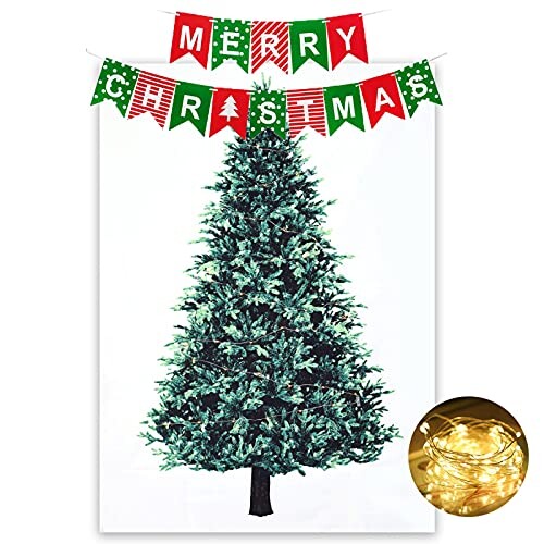 NX}Xc[ ^yXg[ 150x100 cm & Merry Christmas K[h & 30LEDCg Zbg tc[t ȃXy[X Ǌ| Xmas decoration Christmas tree NX}X  CX^f