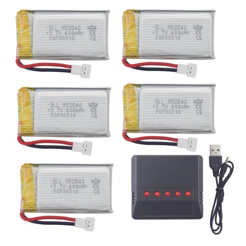 5PCS 3.7V 600mAh リチウム電池 5 in 1充電器 に適応 Syma X5C X5C-1 X5SC X5SW H5C V931 S5C S5W SS40 FQ36 T32 T5W H42 X708 X708W X709W E32HW CW4 4軸航空機アクセサリーリモートコントロールヘリコプターリチウム電