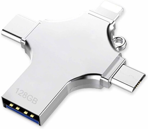 4 in 1 USB 3.0 フラッシュドライブ親指メモリスティック高速 USB/タイプ C/マイクロ/IOS/Android 外部データストレージドライブポータブルフォトスティック iPhone、iPad、MacBook、Samsung、ラップト