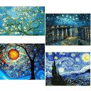 LEADINTOP ダイヤモンドアート 4枚 セット 有名な絵画 40X30cm モザイクアート 全面貼り ダイヤモンド塗装 ダイアモンドビーズ 人気 ビーズア...
