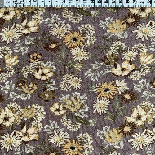 バンブーレーヨン綿混 ニット 裏毛 布 生地 カットクロス ハンドメイド用品 DIY 欧風花柄生地 (100cm)