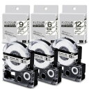 Airmall 互換品テプラテープ 透明 12mm 9mm 6mm ST12K ST9K ST6K 各1個汎用キングジム テプラPROテープ 3点 のテープセッ...