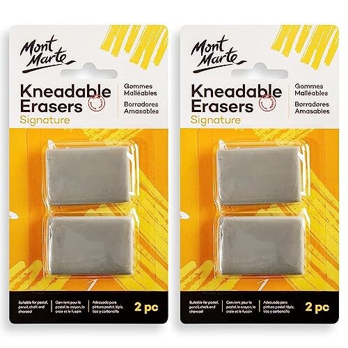 Mont Marte 揉むことができる消しゴム 4本入り 揉むことができる消しゴムは絵画に用いられ、ハイライトを作成し、炭、パステル、鉛筆、チョーク芸術品、芸術家の理想的な選択