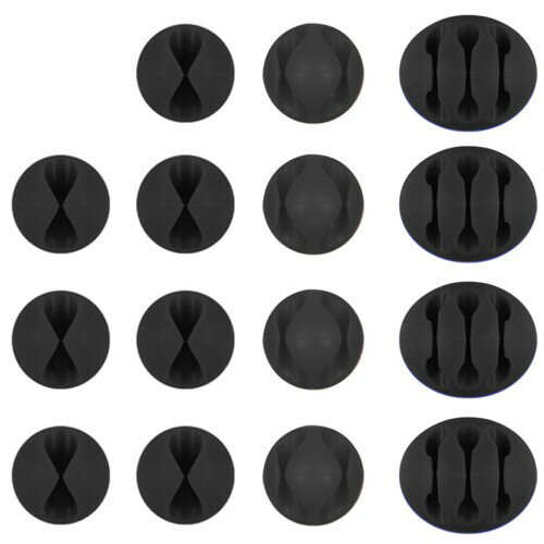 DanziX ケーブルクリップホルダー 17個パック 高耐久シリコーン製粘着コードオーガナイザー 車/デスク/TV/PC/ホームオフィス整理用 トリプルスロットデスクラインフィクサー2個付き カラ