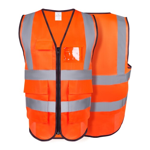 (HPHST) 警告チョッキ男女高視認性自転車チョッキファスナー付き反射チョッキ作業チョッキEN ISO 20471 オレンジ (オレンジ, XXL)