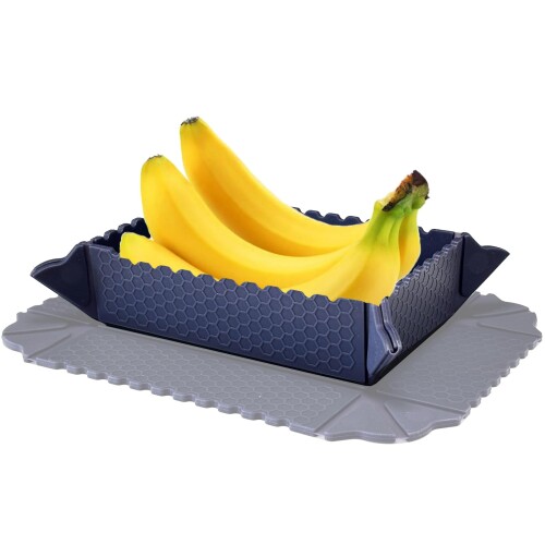 耐熱シリコントレイ マグネット式 折り畳み収納トレー キッチン用 2in1 鍋敷き＆おかず皿 食器洗い機対応 省スペース (ダークブルー)