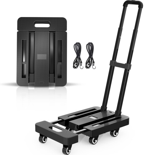 SPACEKEEPER キャリーカート 折りたたみ台車 耐荷重200KG 軽量 静音 小型 コンパクト 手押し台車 伸縮..