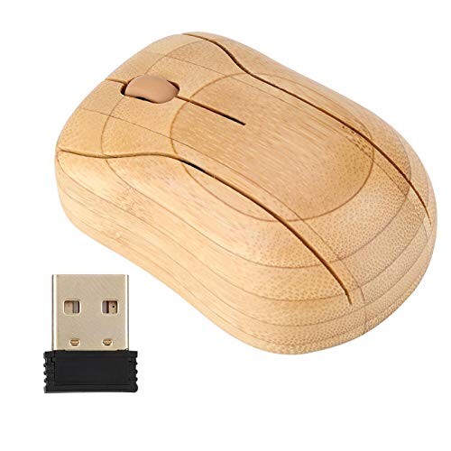 楽天アルメリアセカンドストア木製ワイヤレス光学式マウス 2.4GHz USBインターフェース 3キー 4ウェイローラーソフト 低ノイズ ナチュラルウッドマウス Windows用 天然竹 健康工芸品 快適 耐久性