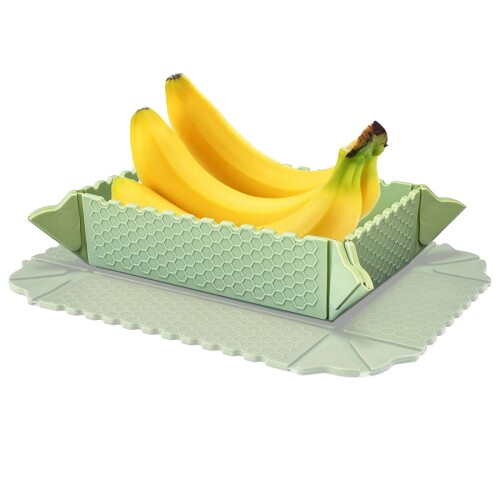 耐熱シリコントレイ マグネット式 折り畳み収納トレー キッチン用 2in1 鍋敷き＆おかず皿 食器洗い機対応 省スペース (グリーン)