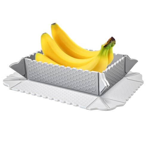 耐熱シリコントレイ マグネット式 折り畳み収納トレー キッチン用 2in1 鍋敷き＆おかず皿 食器洗い機対応 省スペース (グレー)