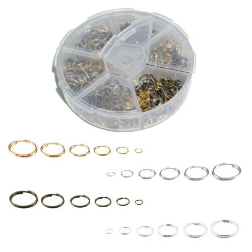 YANYULI 二重丸カン Oリングコネクター 鉄製 丸環 収納ケース付き 4/5/6/7/8/10mm 基礎パーツ キーホルダー パーツ アクセサリーパーツ クラフト用品 DIY用 手芸用品 (混合色)