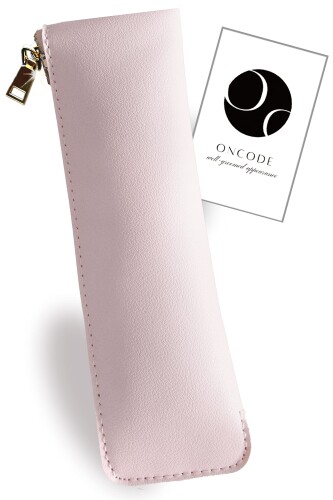 ONCODE ペンケース PUレザー調 おしゃれ 大人女子 筆箱 シンプル スリム 平らタイプ (パウダーピンク)